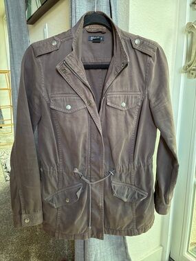 Lucky Brand Taupe Utility Jacket with Drawstring Waist